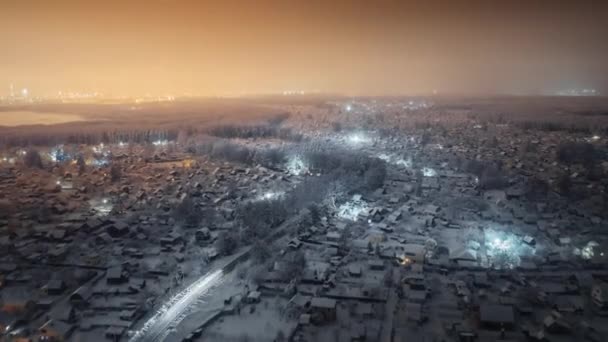 Gece Vakti Rusya Nın Kışın Kırsal Bölgelerinin Resimli Bir Zaman — Stok video