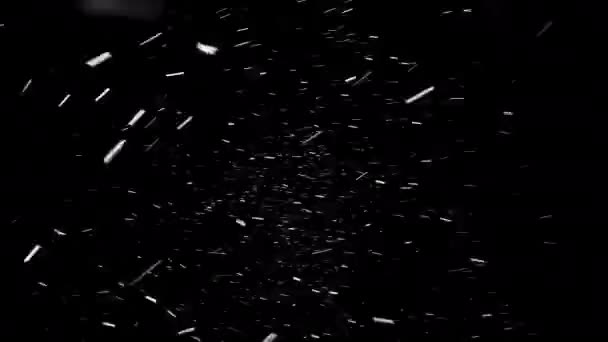 大雪从左到右落在黑色的背景上 无缝地环绕着 强风大雪 大雪几乎水平落下 — 图库视频影像