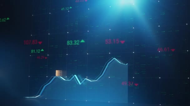 Animierte Börsengrafik Mit Blauer Aufwärtstrendlinie Schön Gestaltete Wachsende Aktiendiagramme Für — Stockvideo