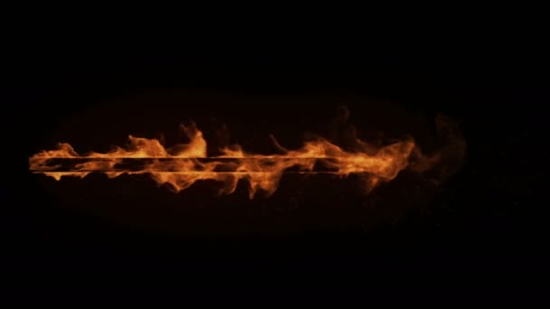 Burning vertical wood beam with particles looped rotated — Stock Video