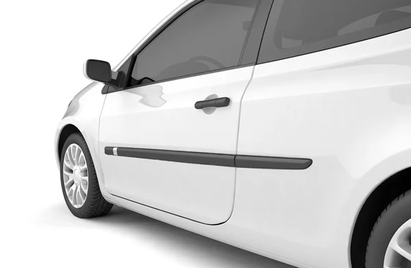 Pequeño coche se burlan de fondo blanco, ilustración 3D —  Fotos de Stock