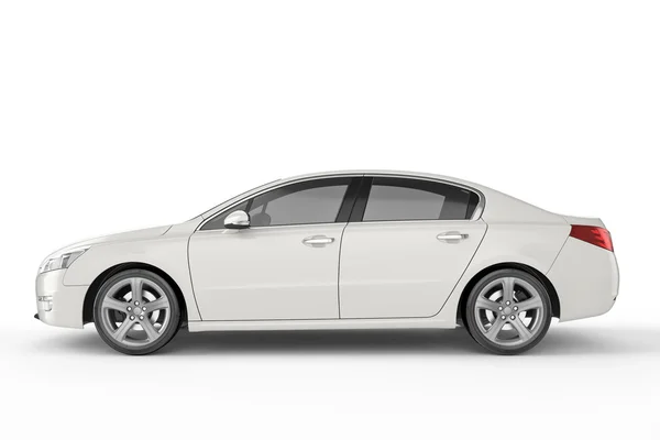 Modèle de voiture blanche sur fond blanc, illustration 3D — Photo