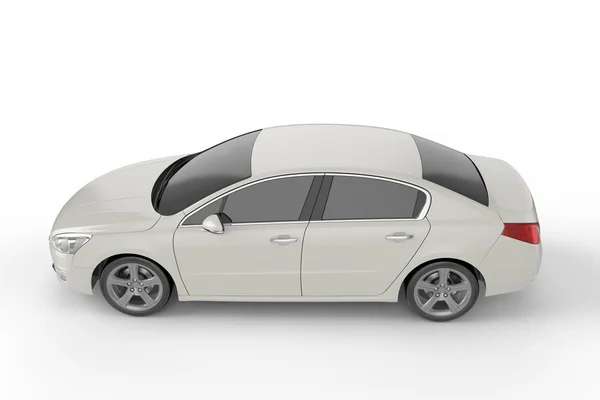 Maqueta de coche blanco sobre fondo blanco, ilustración 3D — Foto de Stock