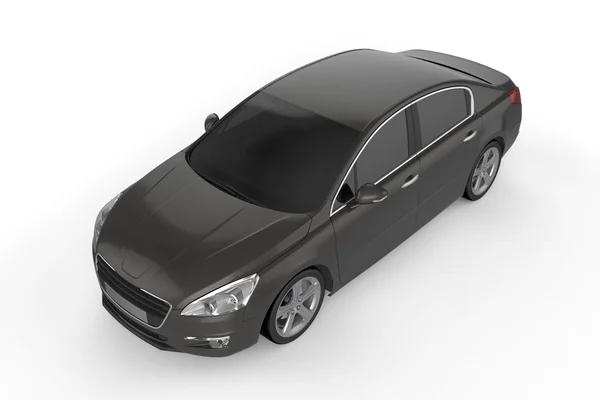 Maqueta de coche negro sobre fondo blanco, ilustración 3D — Foto de Stock