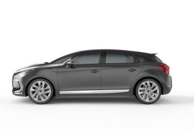 Siyah araba beyaz zemin üzerine, 3d çizim alay etmek yukarıya