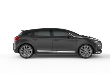 Siyah araba beyaz zemin üzerine, 3d çizim alay etmek yukarıya