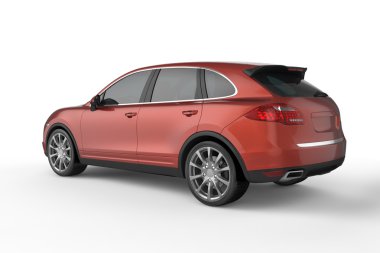 Beyaz arka plan, 3d illüstrasyon kırmızı Suv
