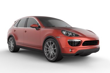 Beyaz arka plan, 3d illüstrasyon kırmızı Suv