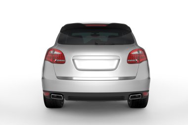 Beyaz arka plan, 3d çizim üzerinde gümüş Suv