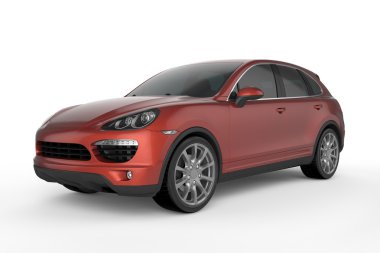 Beyaz arka plan, 3d illüstrasyon kırmızı Suv