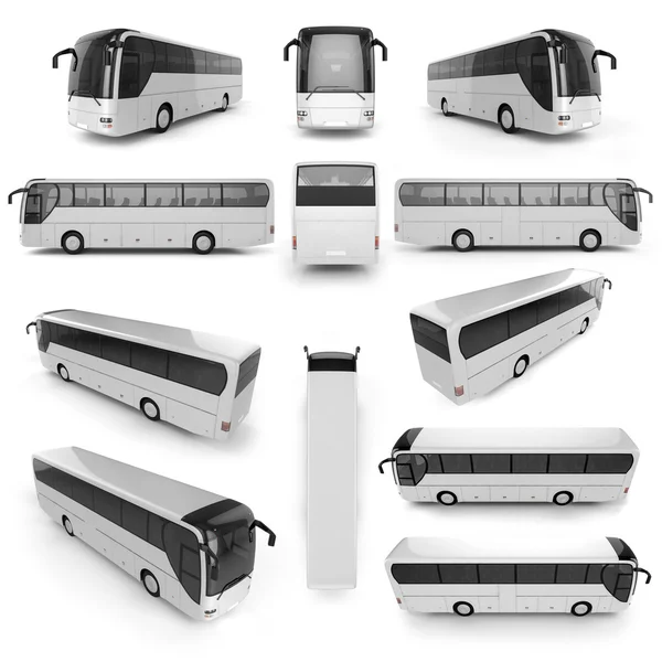 12 perspective view of City bus with blank surface for your crea — Stock Photo, Image