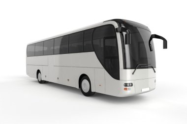Beyaz arka plan, 3d çizim üzerinde sahte kadar otobüs