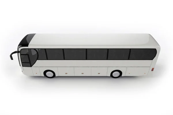 Visão superior - Ônibus Mock Up em fundo branco, Ilustração 3D — Fotografia de Stock