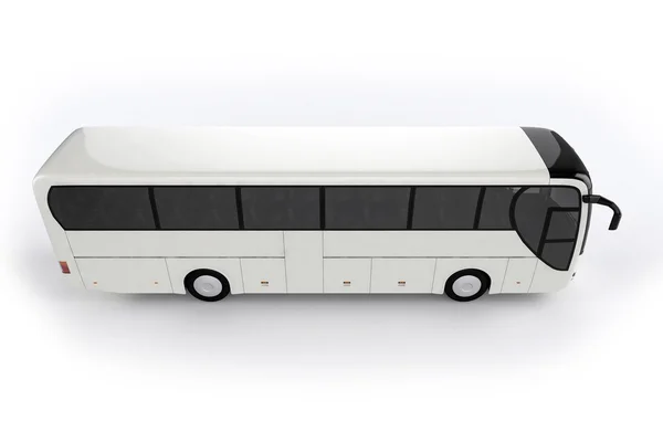 Visão superior - Ônibus Mock Up em fundo branco, Ilustração 3D — Fotografia de Stock