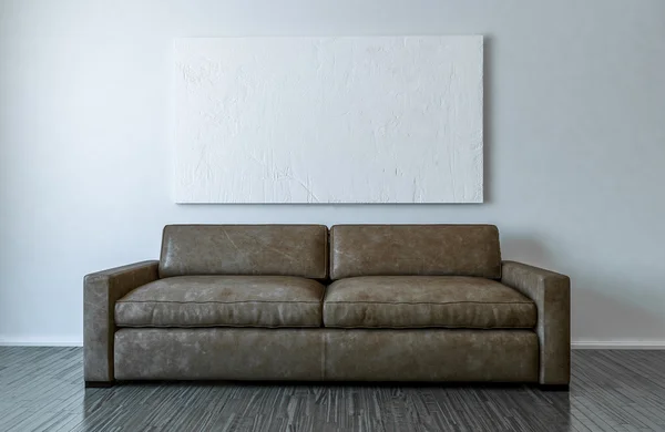 Порожнє полотно і макет дивана - 3D ілюстрація — стокове фото