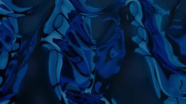 Koyu mavi parlak maddenin dinamik soyut animasyonu akıyor ve parıldıyor. Teknoloji, veri, kurumsal sunumlar ve geleceksel tasarım için kusursuz bir döngü hareket arkaplanı