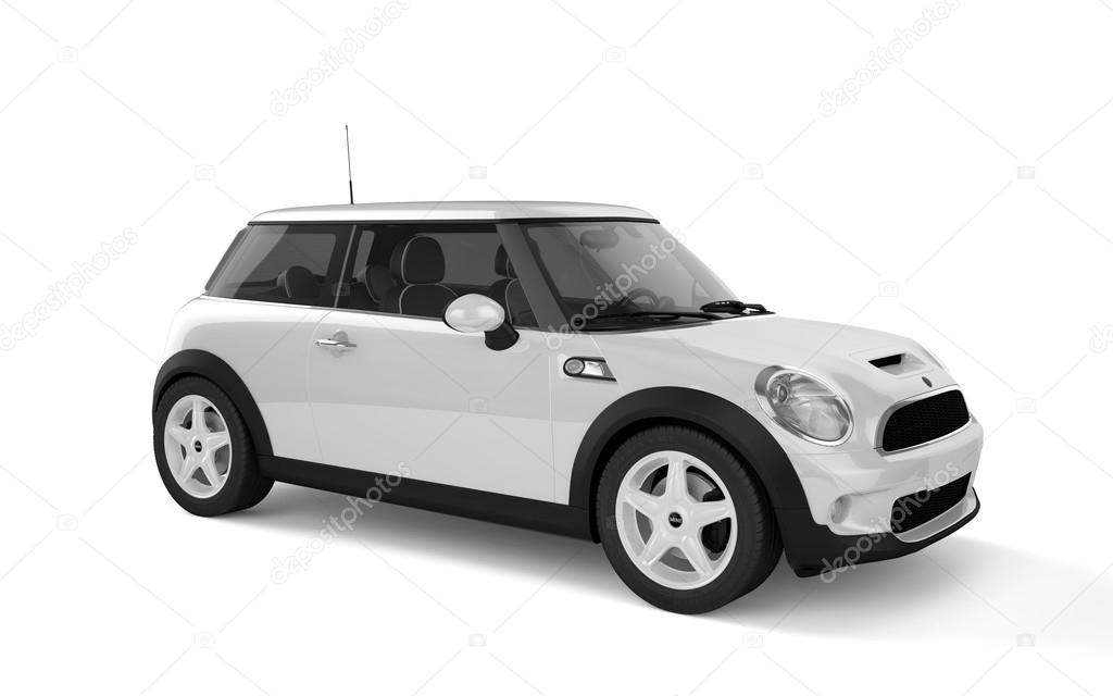 Mini sport car isolated on white background with soft shadows. place your design on this blank surface.