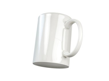 Kupa beyaz zemin üzerine alay etmek yukarıya