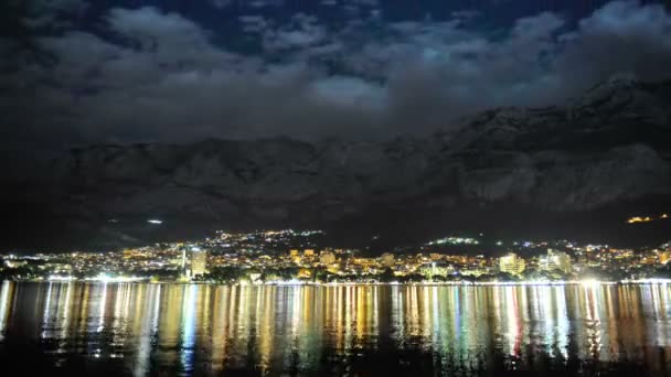 Makarska de noapte în vara anului 2015 — Videoclip de stoc