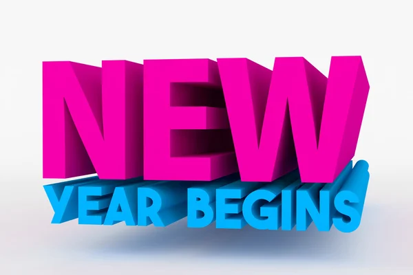 Big 3D bold text - new year begins — Stock Photo, Image