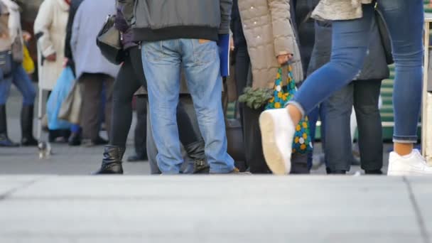 Menigte van mensen op straat, weg van de kruising — Stockvideo