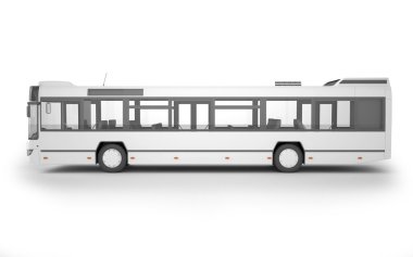 Beyaz arka plan, 3d çizim üzerinde sahte kadar otobüs