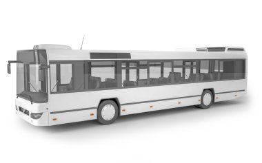 Beyaz arka plan, 3d çizim üzerinde sahte kadar otobüs
