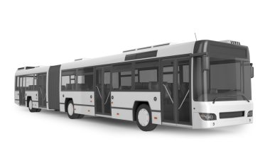 Beyaz arka plan, 3d çizim üzerinde sahte kadar otobüs