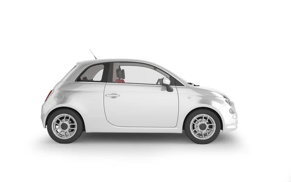 Samll araba beyaz zemin üzerine, 3d çizim alay etmek yukarıya