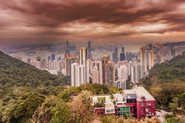 Luchtfoto in het centrum van Hong Kong — Stockfoto