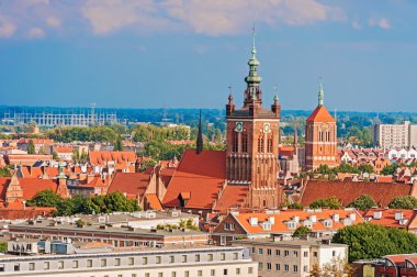 Gdansk, eski şehir üzerinde Üstten Görünüm