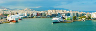 Passenger port Piraeus, Athens. clipart