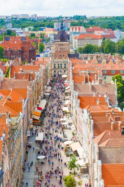 Gdansk, Polonya eski şehirde, havadan görünümü