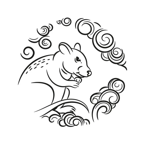 Китайский символ зодиака года крысы. Символ восточного гороскопа. — стоковый вектор