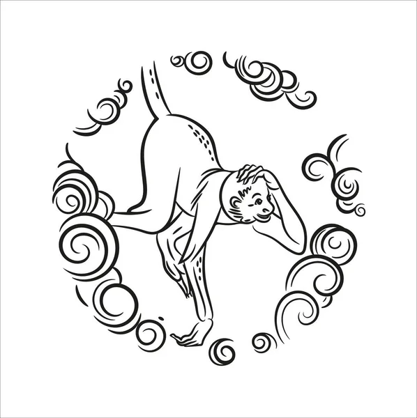 Signe du zodiaque chinois de l'année du singe. — Image vectorielle