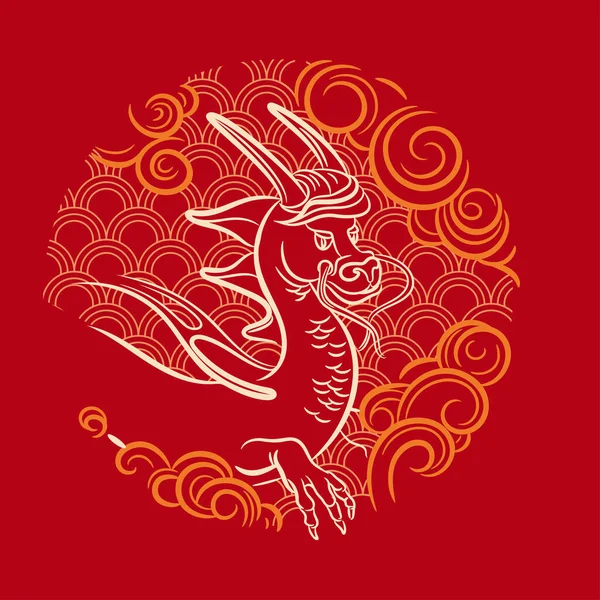 Ejderha yılının Çin burcu. Doğu burcunun sembolü.. — Stok Vektör