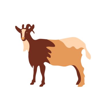 Çok renkli segmentlerden yapılmış keçi silueti. Çiftlik illüstrasyonu.