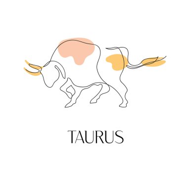 Zodiac burcu Taurus. Bir satır. Minimalizm tarzında vektör illüstrasyonu