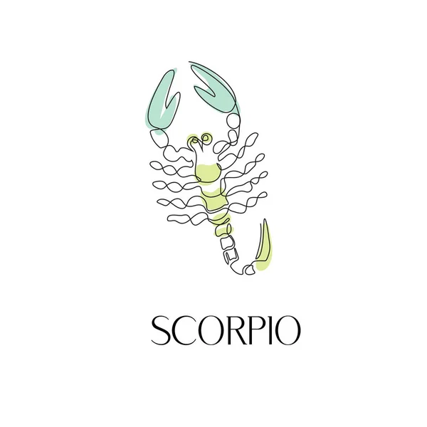 Zodiac burcu Scorpio. Bir satır. Minimalizm tarzında vektör illüstrasyonu. — Stok Vektör