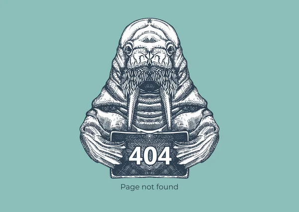 404ページ。存在しないページへのリンク。ポスター付きのワルス. — ストックベクタ