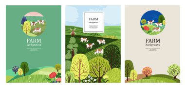 Tarım geçmişi. Otlaktaki inekler. İneklerin ve ağaçların siluetleri.