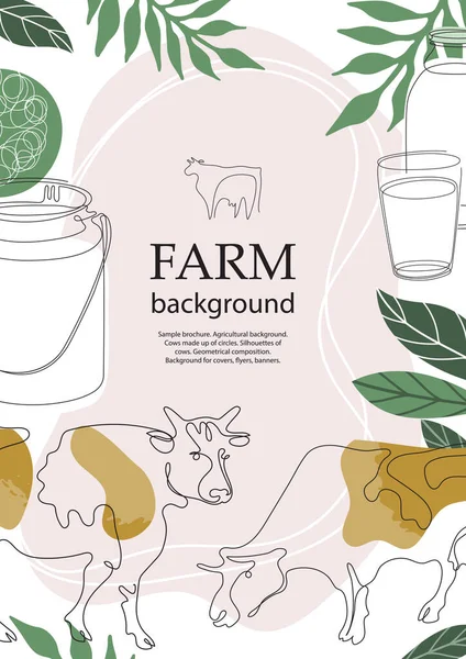 样本小册子。农业背景。奶牛的轮廓，由多种颜色的部分组成. — 图库矢量图片