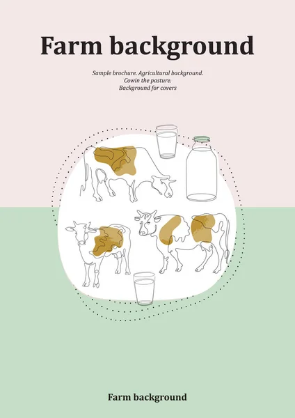 Beispielbroschüre. Landwirtschaftlicher Hintergrund. Kühe auf der Weide. — Stockvektor