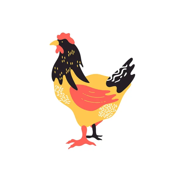 La silueta de un pollo consiste en segmentos multicolores. Agricultura. — Vector de stock