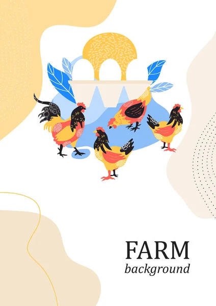 Образец брошюры. Сельское хозяйство. Куры и петухи. Птицеводство. — стоковый вектор