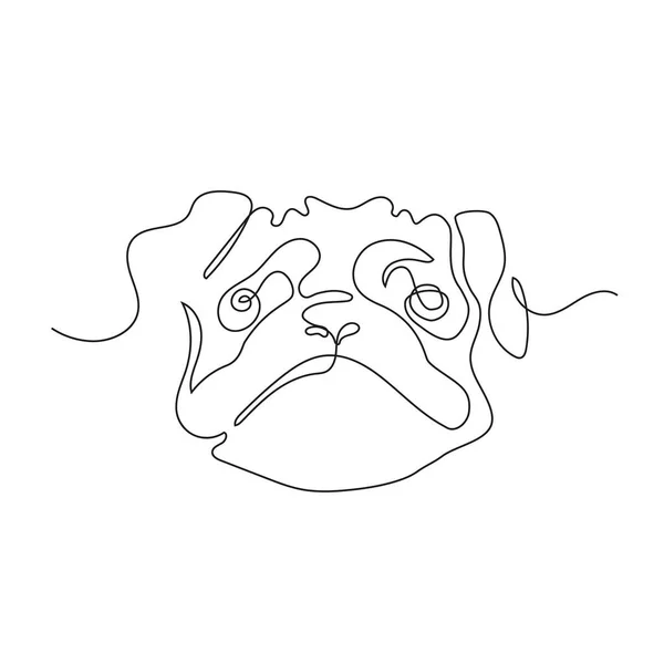 Pug. The dog is drawn in one line. Minimalistic graphics. — Stock Vector