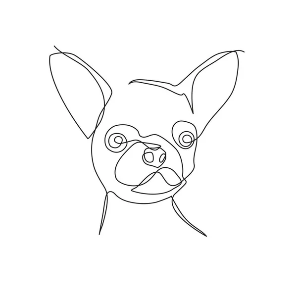 Chihuahua. Câinele este desenat într-o singură linie. Grafica minimalistă. Linie continuă . — Vector de stoc