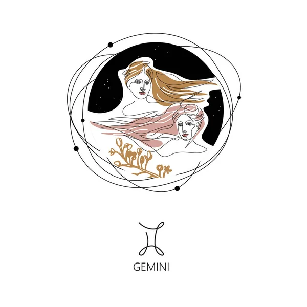 Segno zodiacale Gemelli. Il simbolo dell'oroscopo astrologico. — Vettoriale Stock