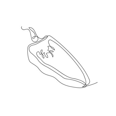 Tatlı biberler tek bir çizgi ile çizilir. Minimalizm. Aralıksız çizgi.