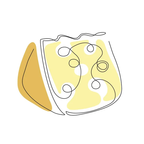 Un trozo de queso se dibuja con una sola línea. Dibujo de una línea. — Archivo Imágenes Vectoriales